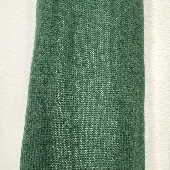 Tasselli Green 100% Cashmere Skinny Scarf Boho Y2K Look - Picture 4 of 7
